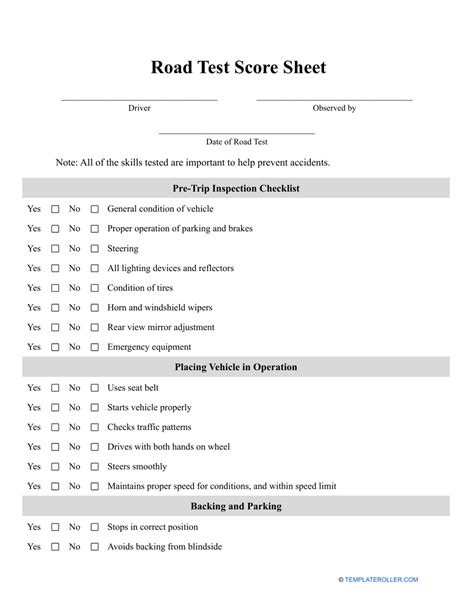 indiana driving test score sheet